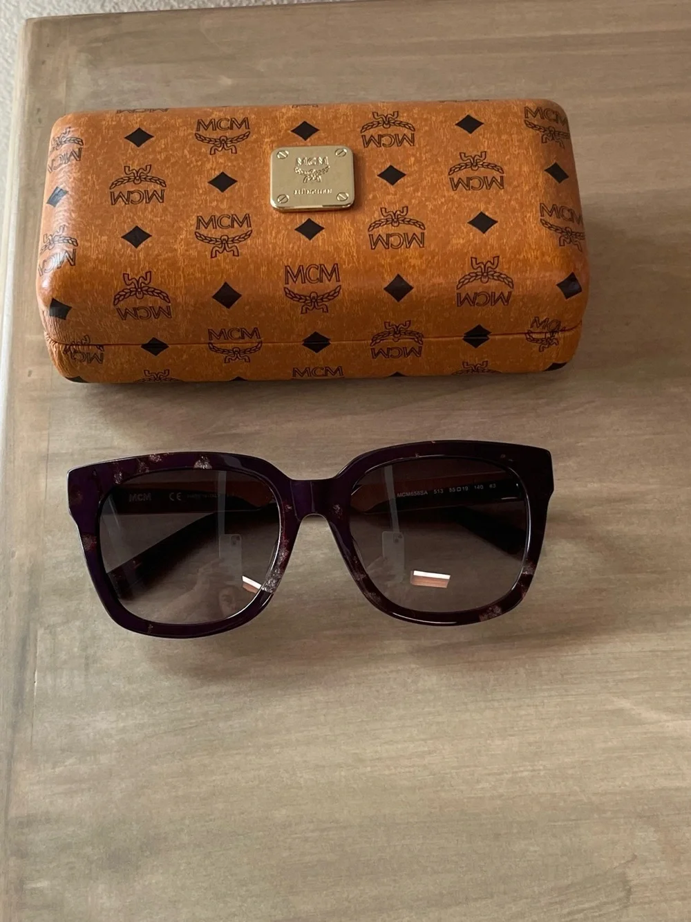 MCM Women's Burgundy Tortoiseshell Square Sunglasses